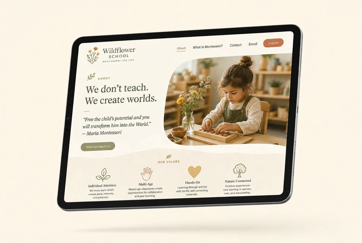 Wildflower School — Web Copy mockup